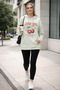 Women's Mint Cherry Printed Oversize Hooded Sweatshirt Hoodie