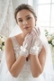 Ivory Veil Couture Ruffled Tulle Stone Detailed Bow Special Design Premium Bridal Glove