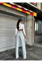 TREND SPECIAL DESIGN WIDE LEG DENIM RELAXED FIT FRAYED TASSELED HEM JEANS 40226 - 4