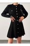 PLEATED SKIRT GOLD BUTTON JACKET KNIT SET - 3