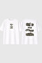 Create Something Design Printed White Oversize T-Shirt