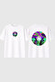Cd Alien Design Printed White Oversize t Shirt