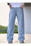 Men's Snow Wash Loose Fit Jean Trousers - 4
