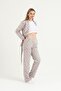 Women's Gray Polka Dot Straight Leg Fleece Bottoms - 2