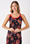 Women's Navy Blue Patterned Strappy Dress 100% Cotton - 4