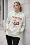 Women's Mint Cherry Printed Oversize Hooded Sweatshirt Hoodie - 2
