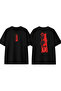 Red Light Design Printed Black Oversize T-Shirt