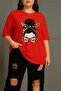 Ceny Women's Large Size Oversized Printed Crew Neck Cotton T-Shirt Relaxed Fit Unisex Lover Combi