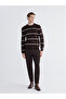 Esvab • Modern & Distinctive Zero Roba Collar Long Sleeve Striped Men's Knitwear Sweater - 2