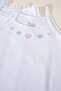 Pack of 5 100% Cotton Embroidered Ribbed Baby Girl Undershirts - Soft Undergarments with String Straps - 3