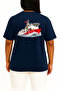 Oversize Yavuz Drilling Ship between the Waves Chest and Back Printed Unisex T-Shirt - 4