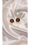 Women's Gold Framed Enamel Rose Earrings - 3