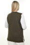 Women's Knitwear Pocketed Winter Thick Leaf Patterned Mother's Vest - 4