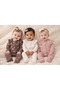 Floral Patterned Newborn Baby Girl 3-Piece Jumpsuit Set Combination Product