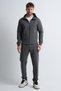Anthracite Men's Zippered Hooded Tracksuit Set with Hidden Pocket Detail - 5