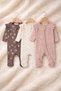 Floral Patterned Newborn Baby Girl 3-Piece Jumpsuit Set Combination Product - 2