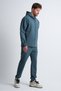Petrol Blue Men's Zippered Hooded Tracksuit Set with Hidden Pocket Detail - 4