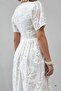 Eyelet Embroidery Embroidered Short Sleeve Midi Evening Graduation Special Occasion Dress 849 - 3