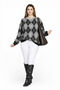 Gray Baklava Pattern Crew Neck Oversize Women's Knitwear Sweater - 6