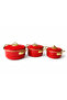 Cooka Home Induction Compatible Enamel Cookware Set 6 Pieces – 14 / 16 / 18 cm with Red Lids - 3
