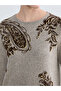 Original Oval Collar Patterned Women's T-Shirt - 3