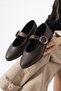 Bitter Brown Capsule Detail Elastic Buckle Ballerina Casual Shoes Office Ballerinas Stc1227