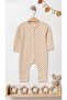 3-Piece Combed Cotton Baby Romper Set – Beige Tones with Floral, Heart and Nature Patterns |   Reported as 100% Cotton, Unisex. - 3