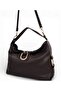 Brown Casual Soft Textured Women's Hand and Shoulder Bag with Lock Detail and Long Strap - 4