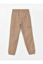 Beige Elastic Waist Boys Cargo Jogger Pants - 2