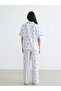 Ecru Shirt Collar Patterned Women's Pajama Set (S6) - 4