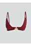 Burgundy Chain Detailed Women's Bikini Top with Removable Pads (S6)
