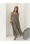 Italian Style Khaki Lace Dress with Straps Loose Fit
