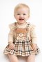 Baby Girl 2-Piece Salopet Set with Skirt, Long Sleeve, Teddy Bear Detail, New Season Cotton Holiday Outfit - 7