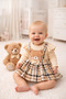 Baby Girl 2-Piece Salopet Set with Skirt, Long Sleeve, Teddy Bear Detail, New Season Cotton Holiday Outfit - 3