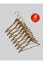 Wooden (Gold Hook Lama) Bar Hanger for Shirts and Trousers, Walnut Color, 8 Pieces