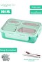 950 ML Stainless Steel Lunch Box - Single Layer, Four Compartment Soup, Metal Spoon - FFLBOX709