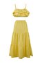 Sarı Dokuma Fırfır Detaylı Maxi Boy Crop 100% Pamuk Plaj Bluz Etek Takım TBESS26AU00010 - 5