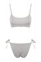 Beyaz Dokulu Bralette Kaplı Brazilian Düşük Bel Bikini Takımı TBESS26BT00024 - 6