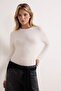 Ekru Bisiklet Yaka Slim/Vücuda Oturan Örme Body TWOAW25BD00014 - 2