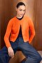 Wardrobe Essentials Turuncu Yünlü Ceket Görünümlü Triko Hırka TWOAW25HI00049 - 2