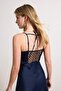 Lacivert Degaje Yaka Slip Maxi Elbise TPRSS26EL00035 - 9