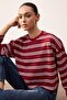 Wardrobe Essentials-Bordo Çizgili Relaxed/Rahat Kalıp Örme T-Shirt TWOSS26TS00019