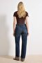 Mavi Paça Katlamalı Yüksek Bel %100 Pamuk Straight Jeans TWOSS26JE00009 - 4