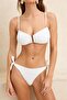 Ekru Dokulu Aksesuarlı Straplez Kaplı Brazilian Normal Bel Bikini Takımı TBESS24BT00019 - 4