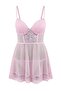 Pembe Tül Şeritli Dantel Detaylı Kaplı Külotlu Babydoll/Fantezi Gecelik THMAW26CY00002 - 2