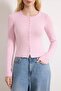 Açık Pembe Önü Full Çıtçıtlı Fitted/Vücuda Oturan Örme Bluz TWOAW26BZ00193 - 3