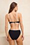 Siyah Renk Bloklu Biyeli Bralette Kaplı Yüksek Bel Regular Bikini Takımı TBESS26BT00001 - 4