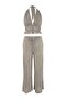 Striped Knitted Backless Halter Beach Blouse Trousers Set Tbess26Au00007 - 7