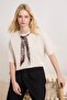 Taş Oversize/Geniş Kalıp Fular Detaylı Uzun 30/2 Penye Süprem Örme T-Shirt TWOSS26TS00057 - 2