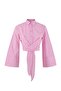 Pembe Çizgili Arkadan Bağlamalı Crop/Kısa Gömlek TWOSS26GO00053